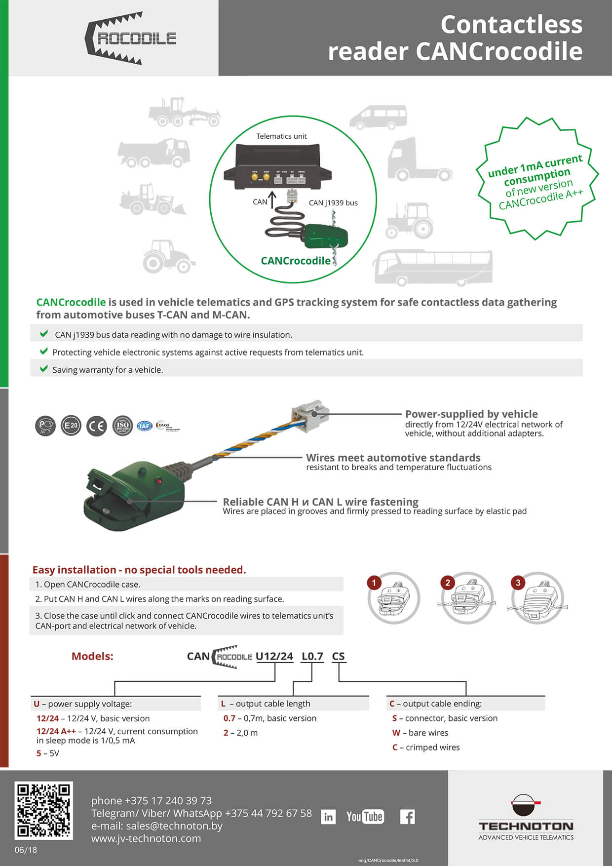 Leaflet "CANCrocodile contactless reader" 