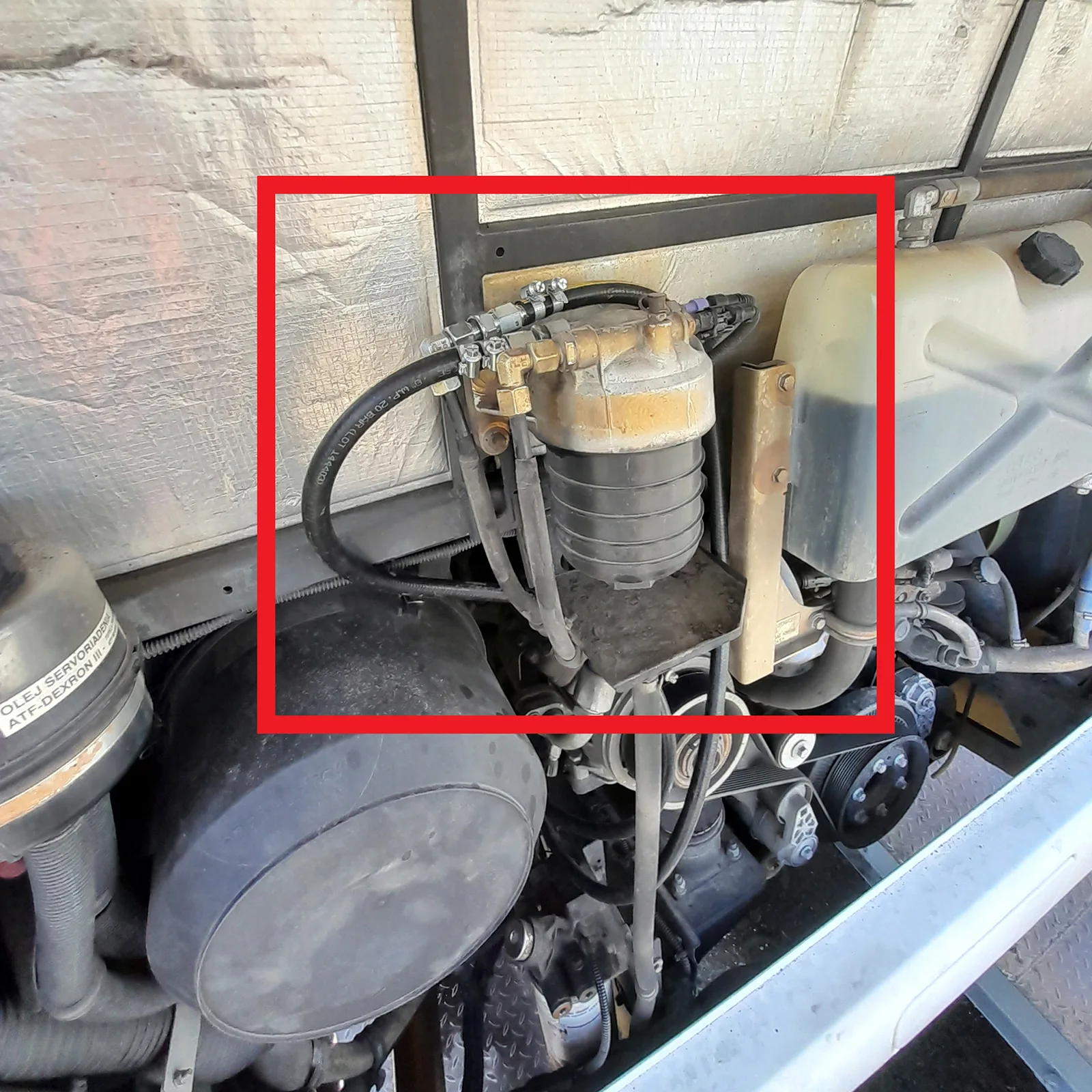 Factory fine filter in the bus fuel system