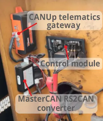 Telematic equipment installed on diesel generator