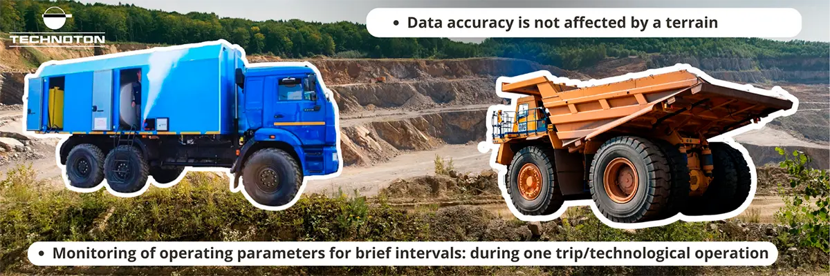 Monitoring of mining equipment, oil and gas industry special vehicles