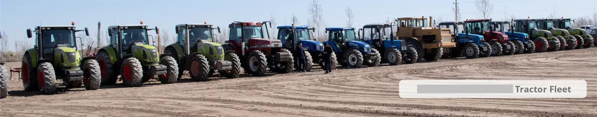 Fleet of tractors of agricultural company for cotton production