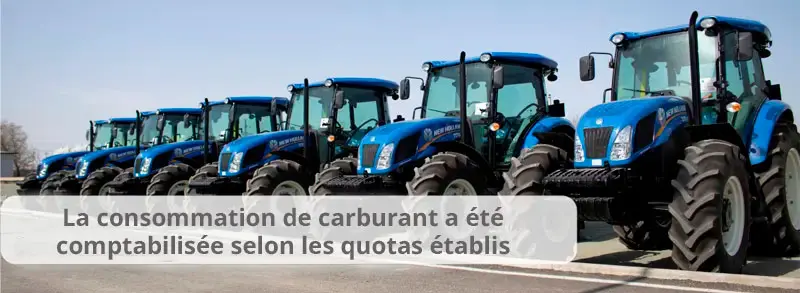 La consommation de carburant des tracteurs a été comptabilisée en fonction de quotas établis La consommation de carburant des tracteurs a été comptabilisée en fonction de quotas établis