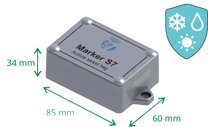 Dimensions hors tout de l’étiquette sans fil Marker S7