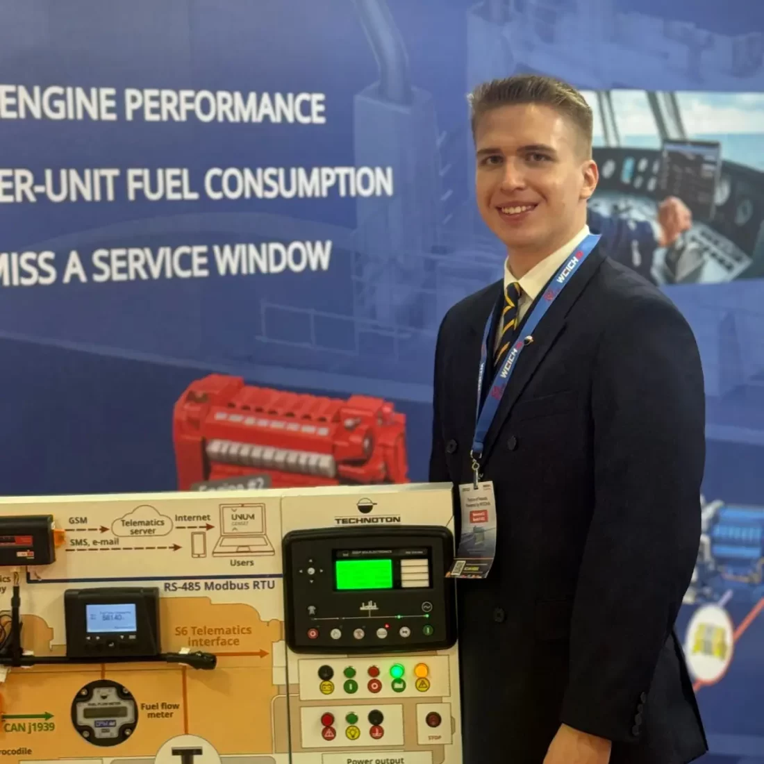 Telematics stand UNUM Marine remote control panel at APM 2026