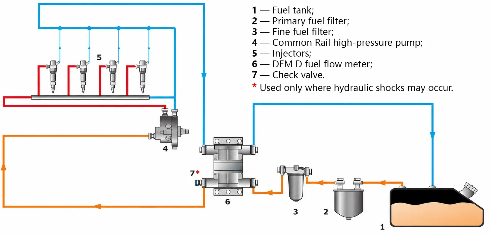 DFM D installation diagram for a Common Rail fuel system