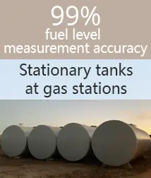 Fuel volume monitoring in stationary tanks at gas stations